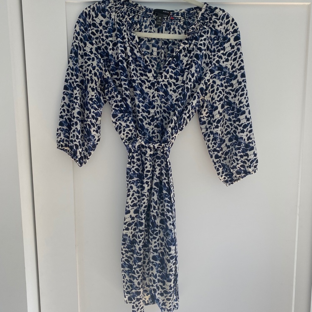 Aqua belted shirt dress